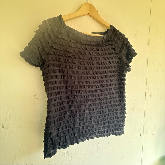 Black Ruffled Blouse - Picture 3 of 5